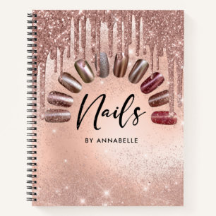 Nails Moderne Rose Gold Glitzer Tropfen Termine Notizblock