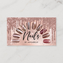 Nails Moderne Rose Gold Glitzer Tropfen Visitenkarte