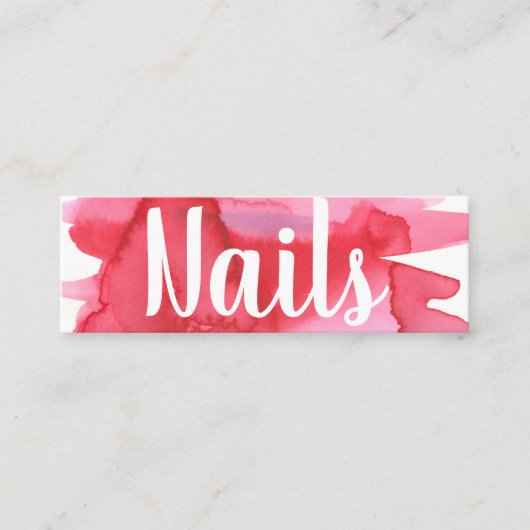 Nails Nail Techncian Watercolor Business Card Mini Visitenkarte (Vorderseite)