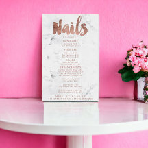 Nails Preisliste Typografie Rose Gold Weißmarmor