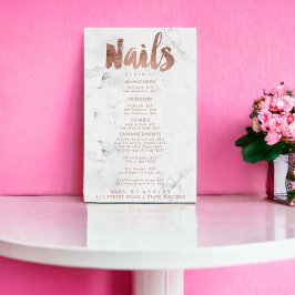 Nails Preisliste Typografie Rose Gold Weißmarmor Poster