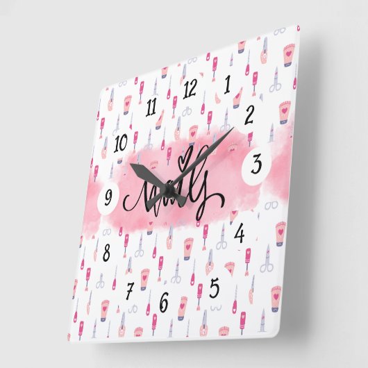 NAILS QUADRATISCHE WANDUHR (Winkel)