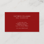 Nails Red Animal Print Nail Techniker Visitenkarte (Rückseite)