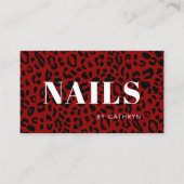 Nails Red Animal Print Nail Techniker Visitenkarte (Vorderseite)