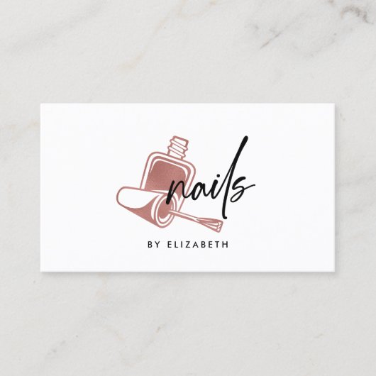 Nails Rose Gold & Black Business Card Visitenkarte (Vorderseite)