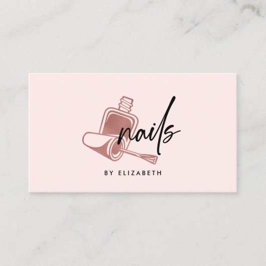 Nails Rose Gold & Black Business Card Visitenkarte (Vorderseite)
