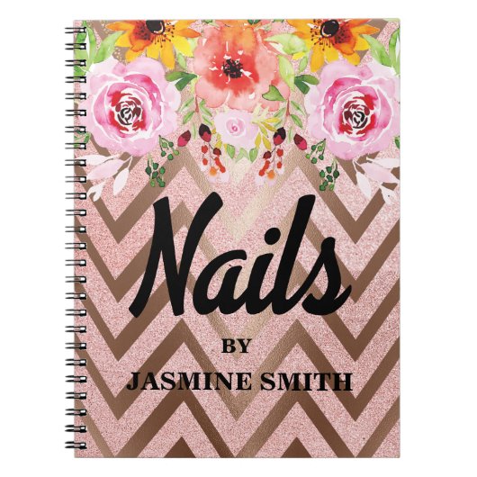 Nails Rose Gold Glitzer Terminplaner Notizblock (Vorderseite)