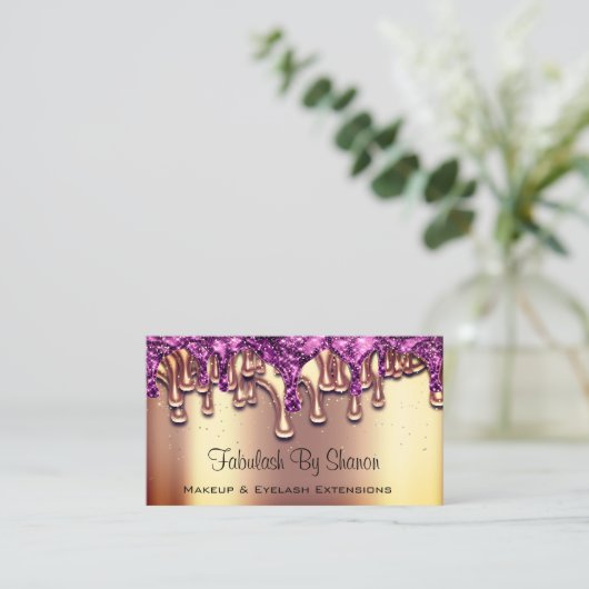 Nails Salon Artist Rose Gold Lila Tropfen Rosa Visitenkarte (Stehend Vorderseite)