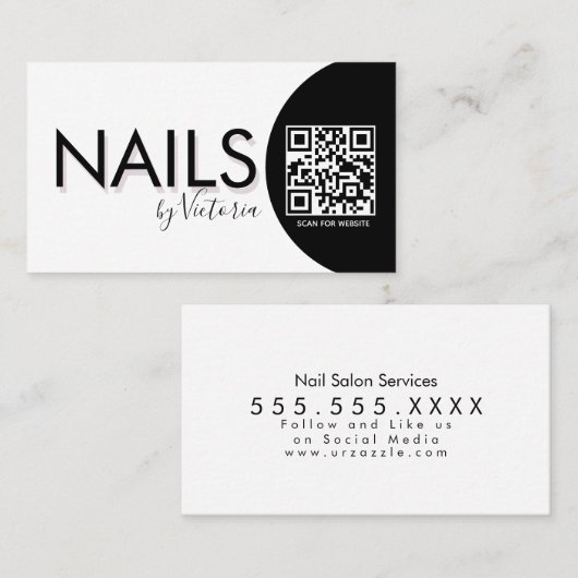 Nails Salon Beauty Artist QR CODE Visitenkarte (Vorne/Hinten)