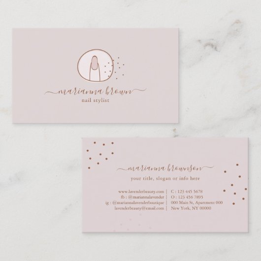 Nails Salon mädchenhafte rosa Trendschrift Visitenkarte (Vorne/Hinten)