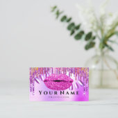 Nails Salon Manicure Tropfens Holograph Lips pink Visitenkarte (Stehend Vorderseite)