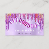 Nails Salon Manicurist Tropfen Holographic Lila Visitenkarte (Vorderseite)