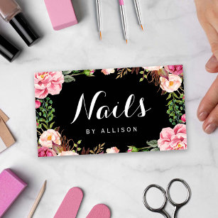 Nails Salon Nail Technician Romantic Floral Wrap Visitenkarte