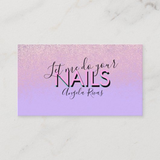 Nails Salon Quote Pink Violet Business Card Visitenkarte (Vorderseite)