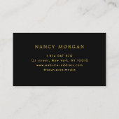 Nails Script Calligraphy Black & Gold Visitenkarte (Rückseite)