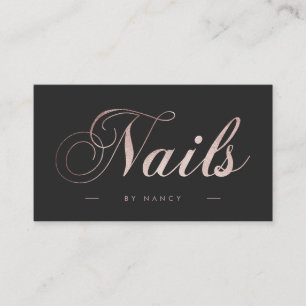 Nails Script Calligraphy Rose Gold Glitzer Visitenkarte