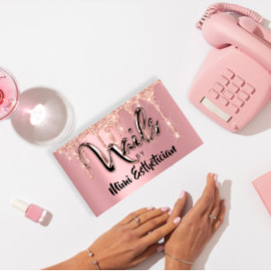 Nails Studio Artist Acrylic Tropfens Glitzer Pink Visitenkarte