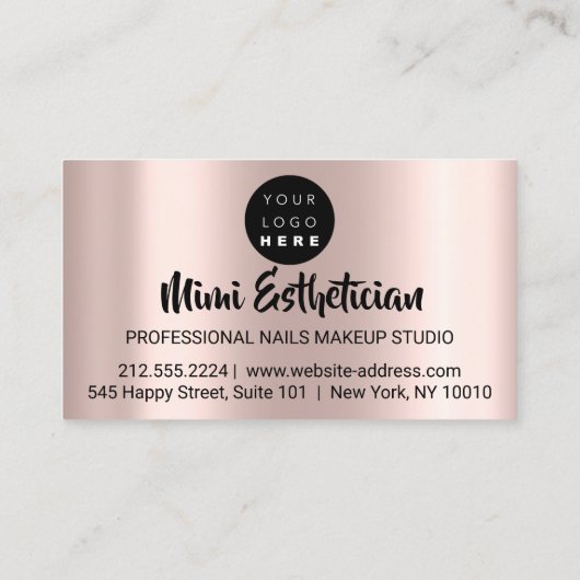 Nails Studio Artist Acrylic Tropfens Glitzer Rose Visitenkarte (Rückseite)