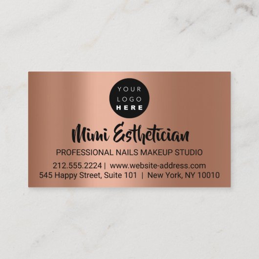 Nails Studio Artist Nails Logo Script Copper Gold Visitenkarte (Rückseite)