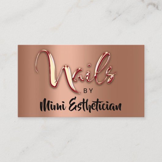 Nails Studio Artist Nails Logo Script Copper Gold Visitenkarte (Vorderseite)