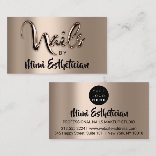 Nails Studio Artist Nails Logo Script Metalik Visitenkarte (Vorne/Hinten)