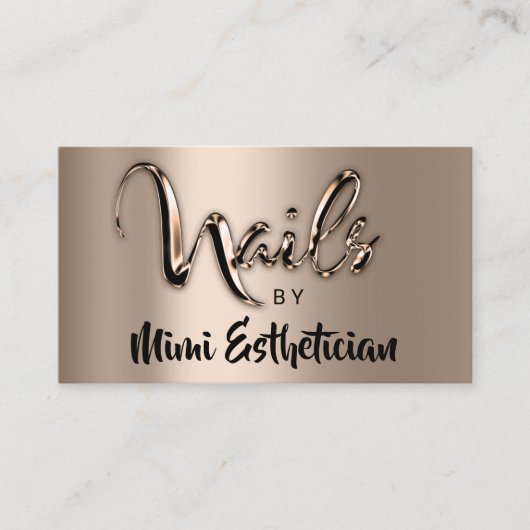 Nails Studio Artist Nails Logo Script Metalik Visitenkarte (Vorderseite)