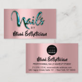 Nails Studio Artist Nails Logo Script-Rose Aquamar Visitenkarte (Vorne/Hinten)