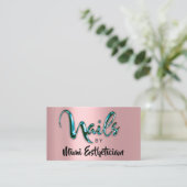 Nails Studio Artist Nails Logo Script-Rose Aquamar Visitenkarte (Stehend Vorderseite)