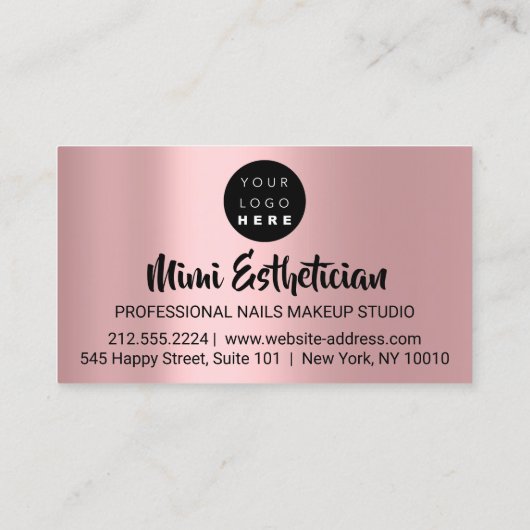 Nails Studio Artist Nails Logo Script-Rose braun Visitenkarte (Rückseite)