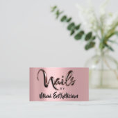 Nails Studio Artist Nails Logo Script-Rose braun Visitenkarte (Stehend Vorderseite)