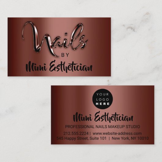 Nails Studio Artist Nails Logo-Skript Brown VIP Visitenkarte (Vorne/Hinten)