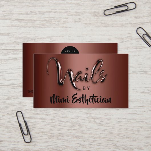 Nails Studio Artist Nails Logo-Skript Brown VIP Visitenkarte (Vorderseite/Rückseite Beispiel)