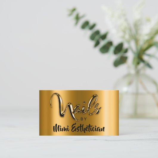 Nails Studio Artist Nails Script Logo Gold VIP Visitenkarte (Stehend Vorderseite)