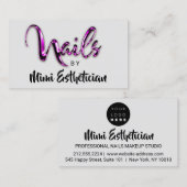 Nails Studio Artist Nails Script Logo Grau Pink Visitenkarte (Vorne/Hinten)