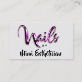 Nails Studio Artist Nails Script Logo Grau Pink Visitenkarte (Vorderseite)