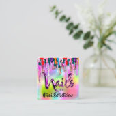 Nails Studio Artist Nails Script Logo Holograph Quadratische Visitenkarte (Stehend Vorderseite)