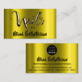 Nails Studio Artist Nails Script Logo Mustard Gold Visitenkarte (Vorne/Hinten)