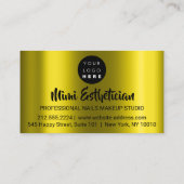 Nails Studio Artist Nails Script Logo Mustard Gold Visitenkarte (Rückseite)