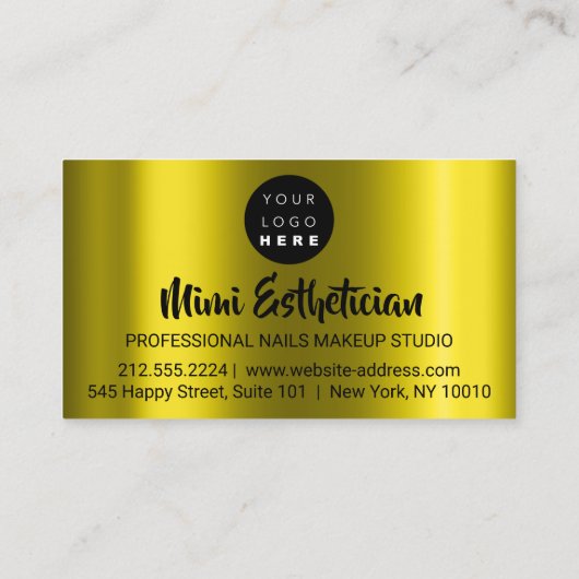 Nails Studio Artist Nails Script Logo Mustard Gold Visitenkarte (Rückseite)