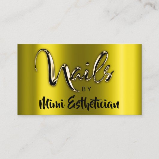 Nails Studio Artist Nails Script Logo Mustard Gold Visitenkarte (Vorderseite)