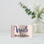 Nails Studio Artist Nails Script Logo Rose Blue Visitenkarte (Stehend Vorderseite)
