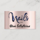 Nails Studio Artist Nails Script Logo Rose Blue Visitenkarte (Vorderseite)