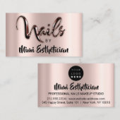 Nails Studio Artist Nails Script Logo Rose Brown Visitenkarte (Vorne/Hinten)