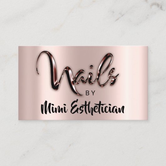 Nails Studio Artist Nails Script Logo Rose Brown Visitenkarte (Vorderseite)