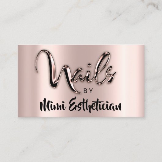 Nails Studio Artist Nails Script Logo Rose Metalik Visitenkarte (Vorderseite)
