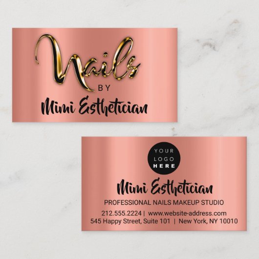 Nails Studio Artist Nails Script Logo Rose VIP Visitenkarte (Vorne/Hinten)