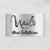 Nails Studio Artist Nails Script Logo Silver Metal Visitenkarte (Vorderseite)