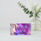 Nails Studio Artist Nails Script Logo Violett Pink Visitenkarte (Stehend Vorderseite)