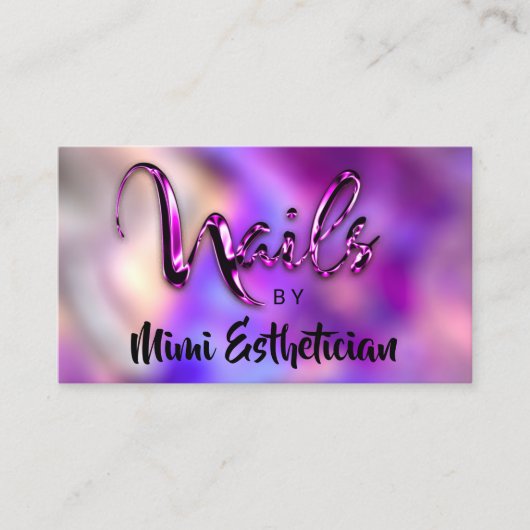 Nails Studio Artist Nails Script Logo Violett Pink Visitenkarte (Vorderseite)