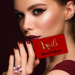 Nails Studio Artist Red Nails Script Red Gold Logo Visitenkarte
